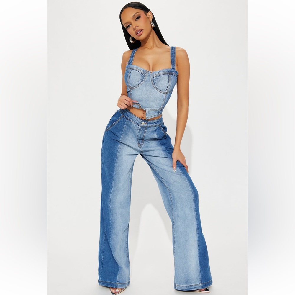 Denim Set- worn once! You get both the top and bottom!